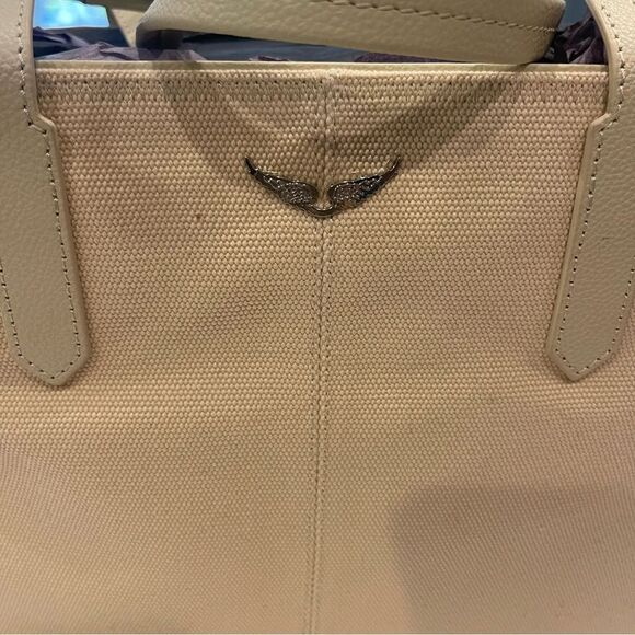 $448 Zadig & Voltaire Mick Wings Canvas Tote NWT WHITE - Picture 5 of 8
